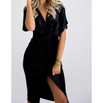 Eden Lifestyle, Women - Dresses,  Black Velvet Twist Front Dress