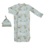 Magnificent Baby, Baby Boy Apparel - Pajamas,  Magnetic Me by Magnificent Baby Sea the World Modal Magnetic Sack Gown + Hat