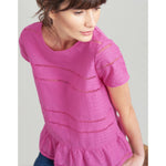 Joules, Women - Shirts & Tops,  Joules Primrose E Broderie Jersey Mix Peplum Top