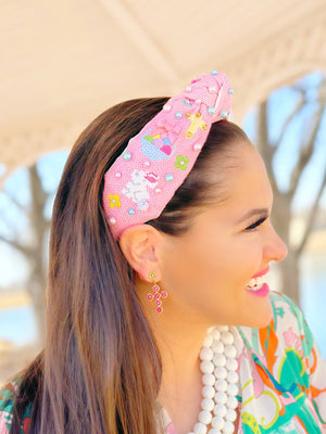 Adult Size Pink Easter Cross-Stitch Headband - Eden Lifestyle