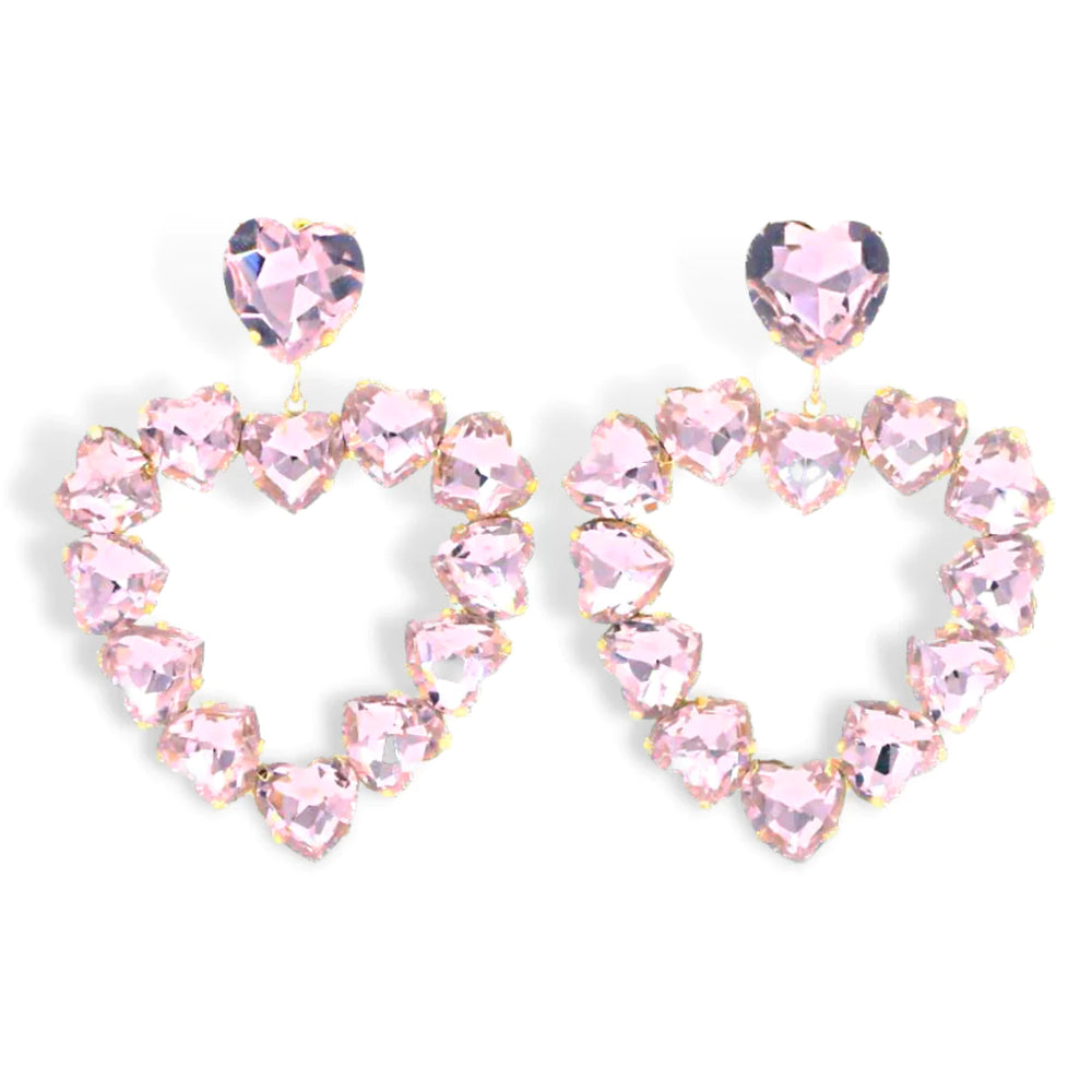 LIGHT PINK CRYSTAL HEART EARRING - Eden Lifestyle