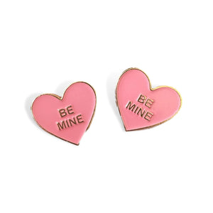 BE MINE PINK CONVERSATION HEART ENAMEL STUDS - Eden Lifestyle