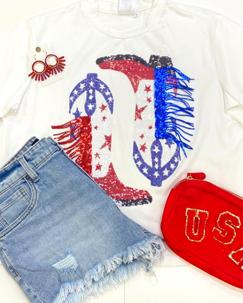 Red White & Boots Tee - Eden Lifestyle