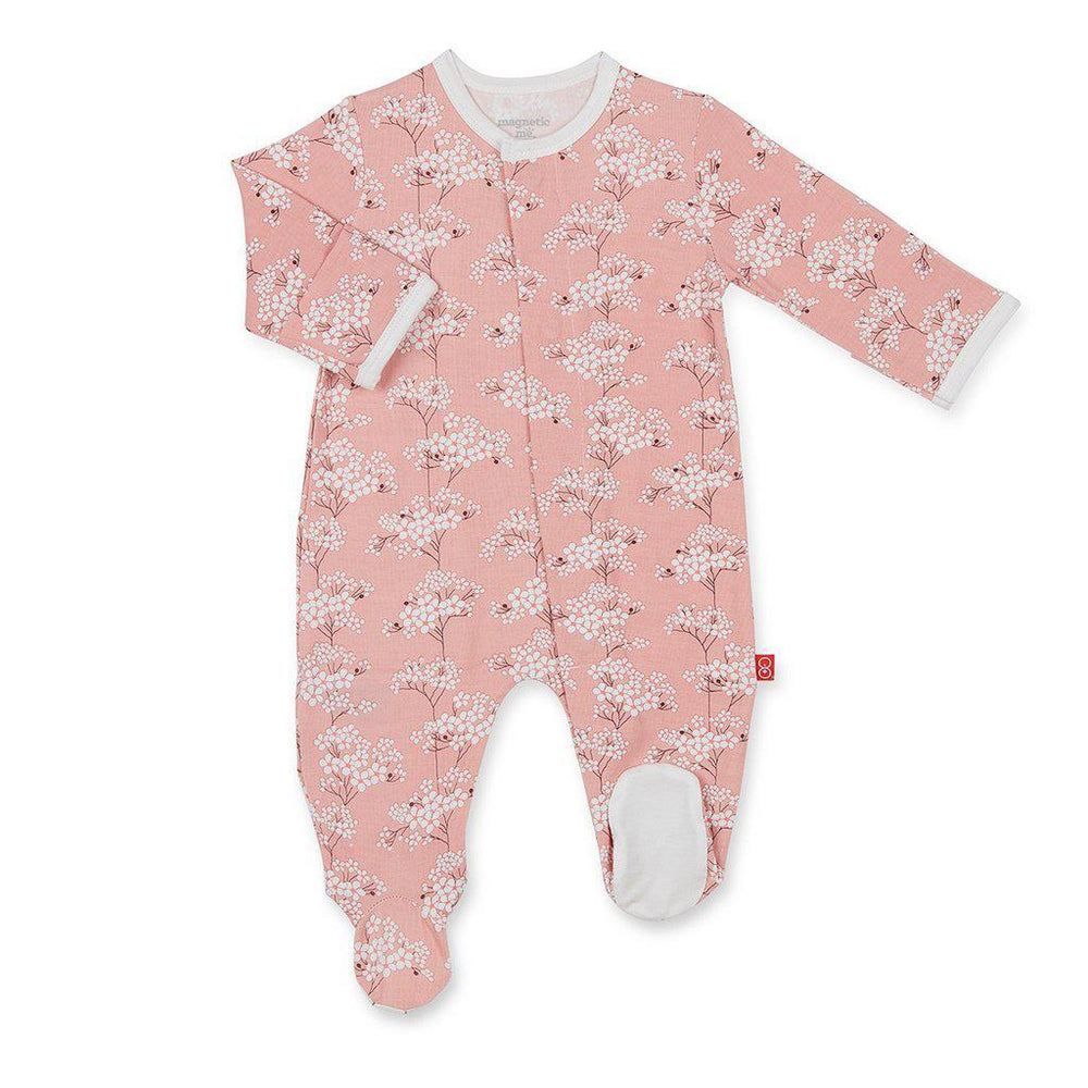 Magnificent Baby, Baby Girl Apparel - One-Pieces,  Magnetic Me by Magnificent Baby Cherry Blossom Model Magnetic Footie