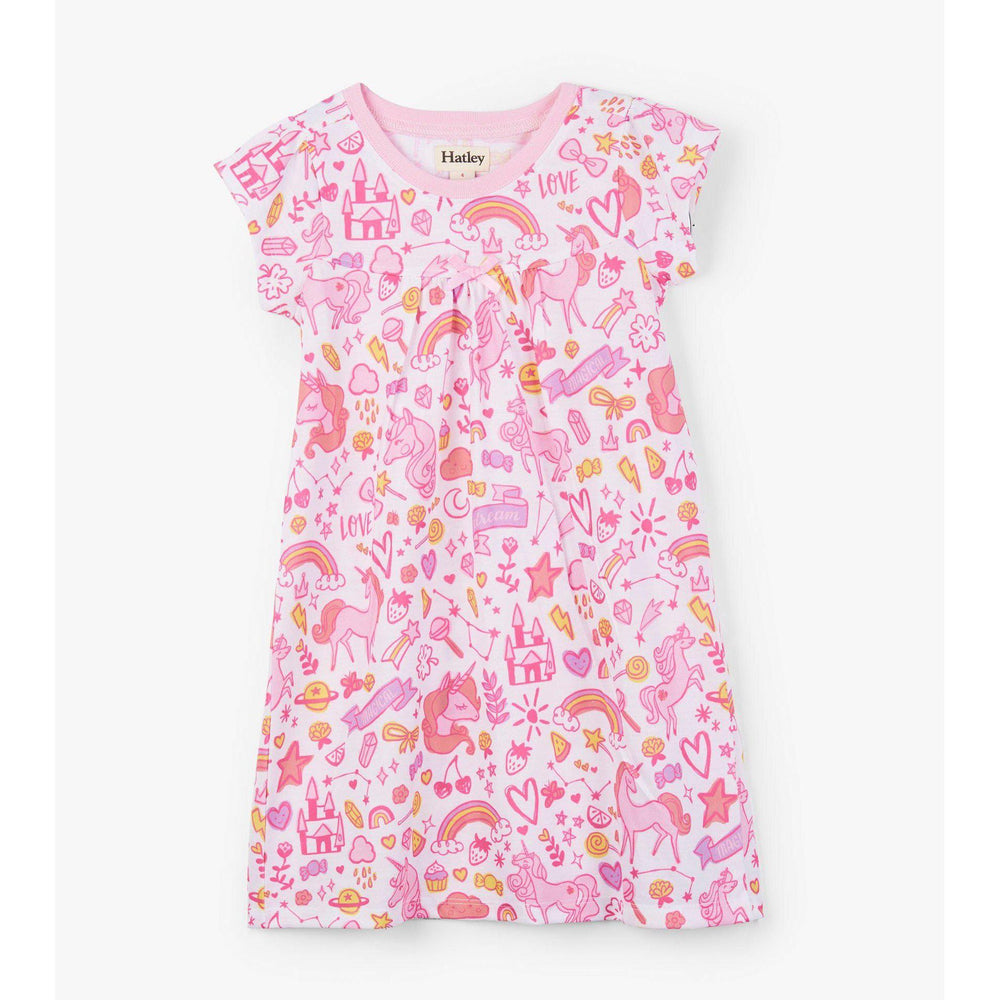 Hatley, Girl - Pajamas,  Hatley Unicorn Doodles Nightdress