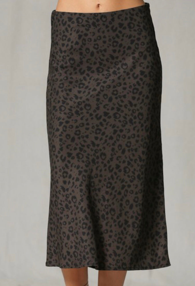 Eden Lifestyle, Women - Skirts,  Grey Leopard Midi Skirt