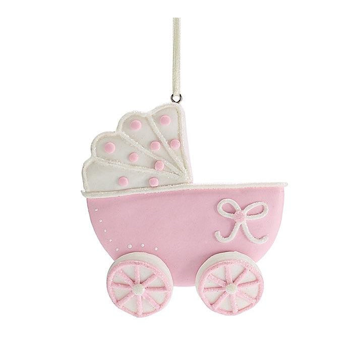 Eden Lifestyle, Gifts - Kids Misc,  Baby Carriage Ornament - Pink