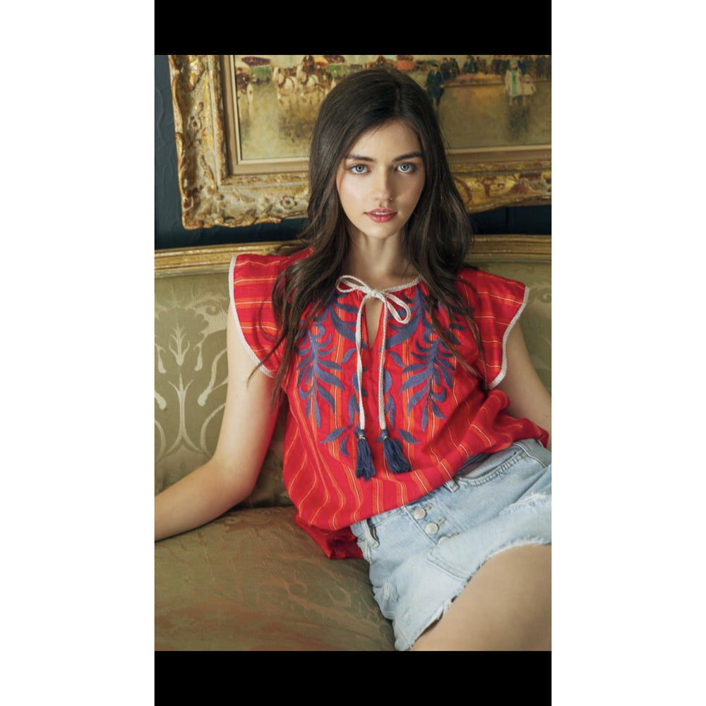 Eden Lifestyle, Women - Shirts & Tops,  Red Embroidered Top