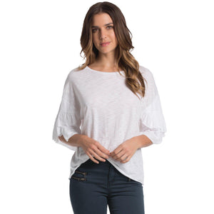 Elan International, Women - Shirts & Tops,  White Ruffled Top