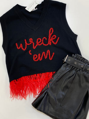 Wreck 'em Feather Sweater Tank - Eden Lifestyle