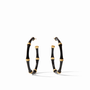 Bamboo Hoop Gold Obsidian Black Enamel - Large - Eden Lifestyle