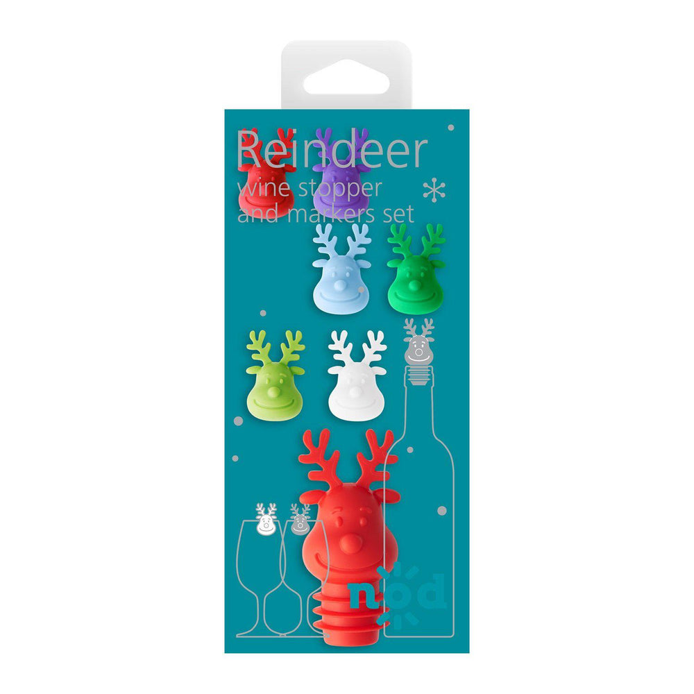 Eden Lifestyle, Gifts - Kids Misc,  Reindeer Wine Stopper & Marker Set