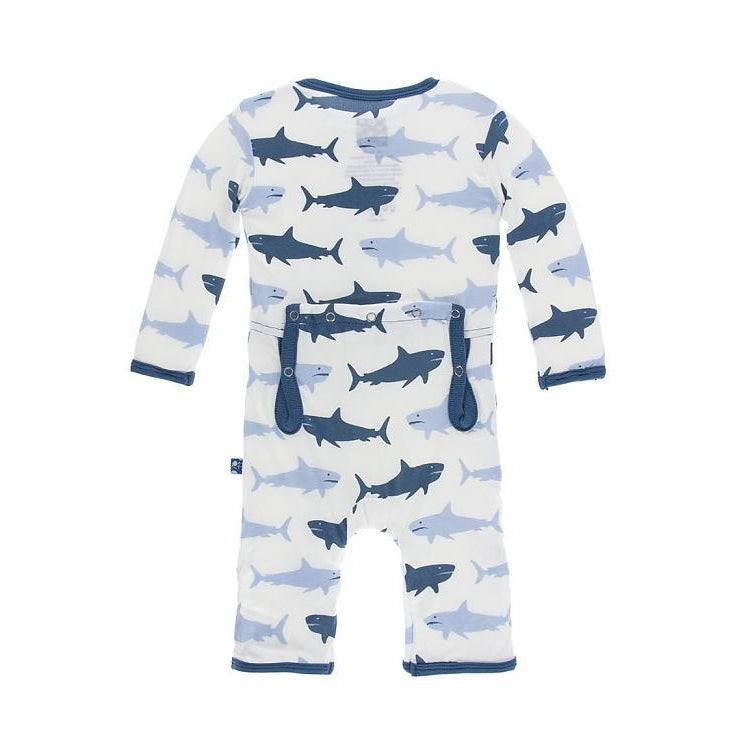 KicKee Pants, Baby Boy Apparel - Rompers,  KicKee Pants - Coverall - Natural Megalodon