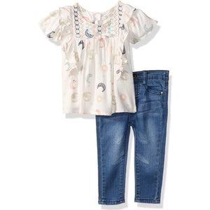 Jessica Simpson, Baby Girl Apparel - Outfit Sets,  Jessica Simpson Shirt & Pant Set Sea Salt Moon