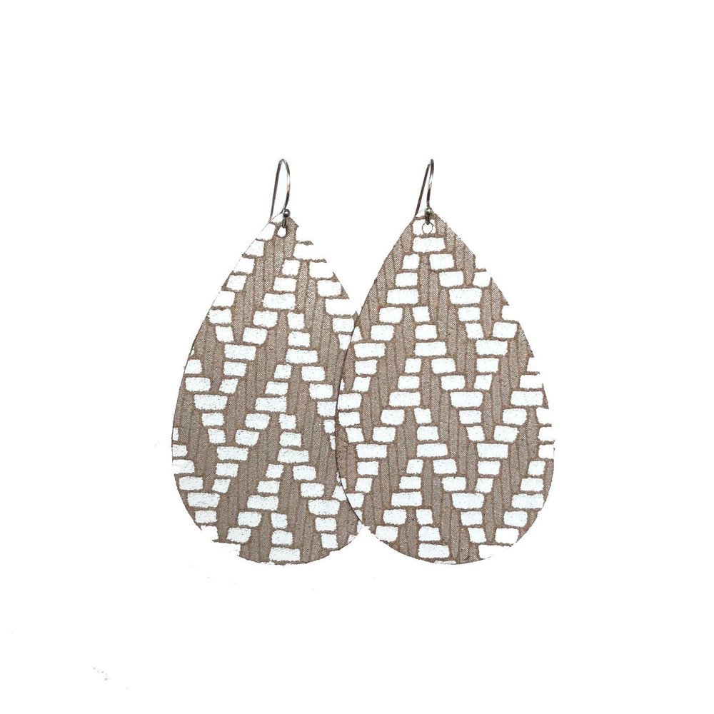Hue & Hyde, Accessories - Jewelry,  White Wave Leather Drop Earrings