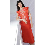 THML, Women - Dresses,  Red Embroidered Midi Dress
