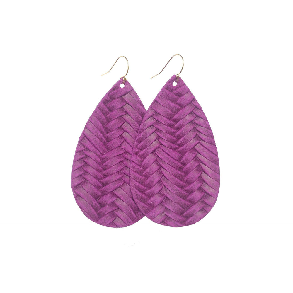 Hue & Hyde, Accessories - Jewelry,  Plum Fishtail Leather Earrings