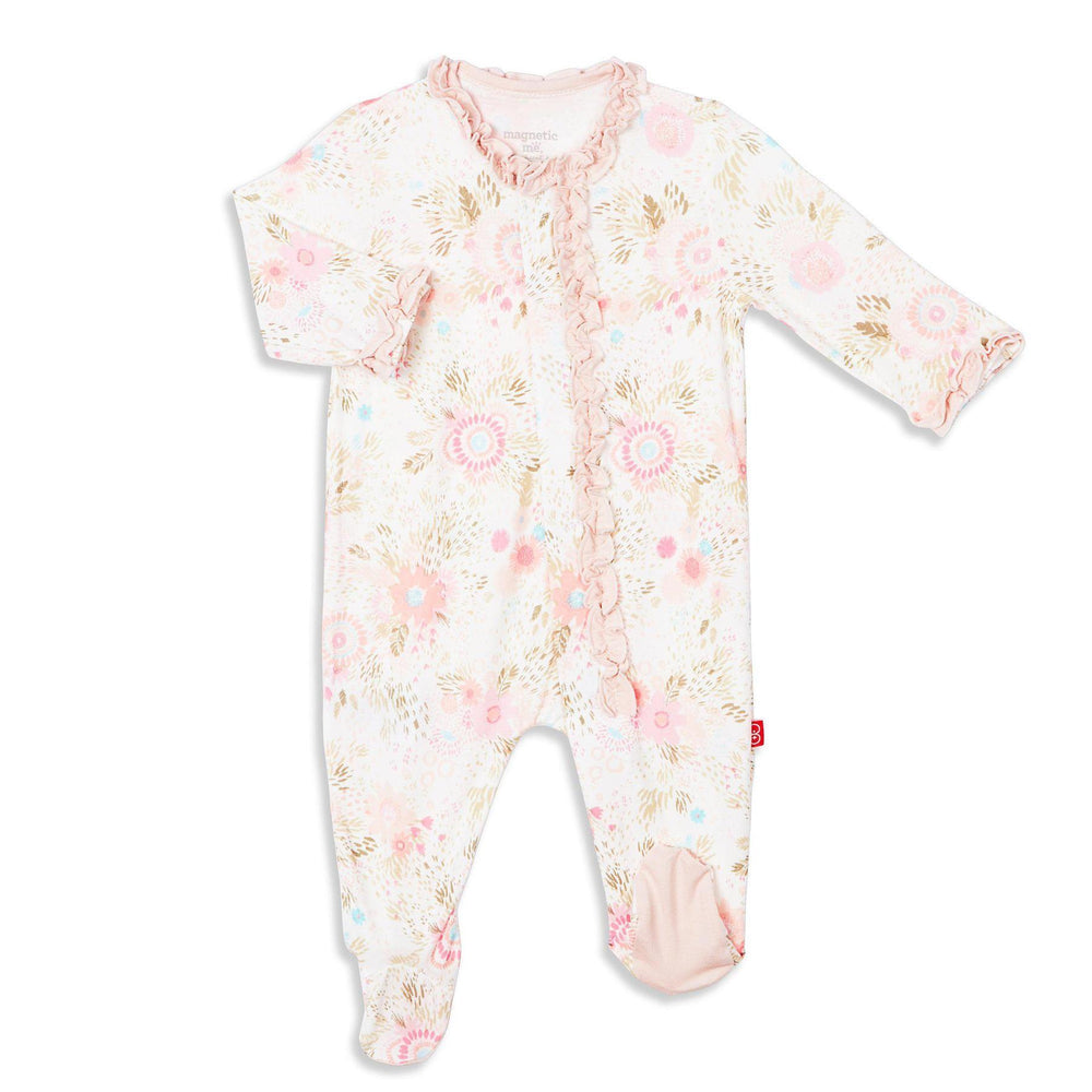 Magnificent Baby, Baby Girl Apparel - Rompers,  Magnet Me In Full Bloom Modal Magnetic Footie