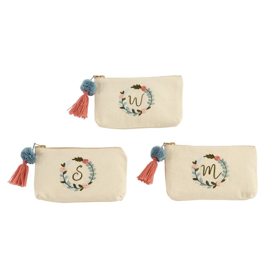 Mud Pie, Accessories - Handbags,  Mud Pie - Initial Embroidered Pouch