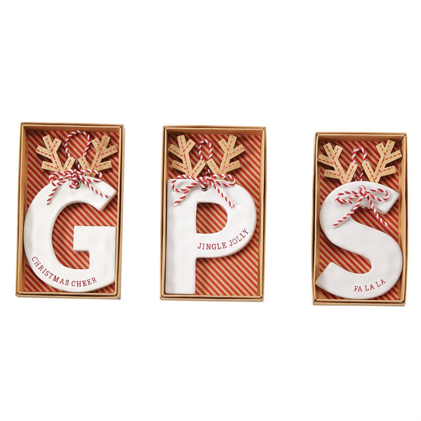 Mud Pie, Home - Decorations,  Mud Pie - Ceramic Initial Ornament