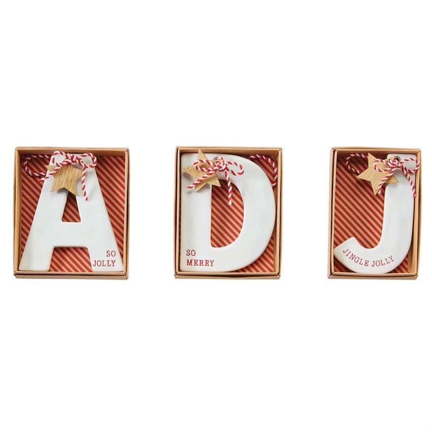 Mud Pie, Home - Decorations,  Mud Pie - Ceramic Initial Ornament