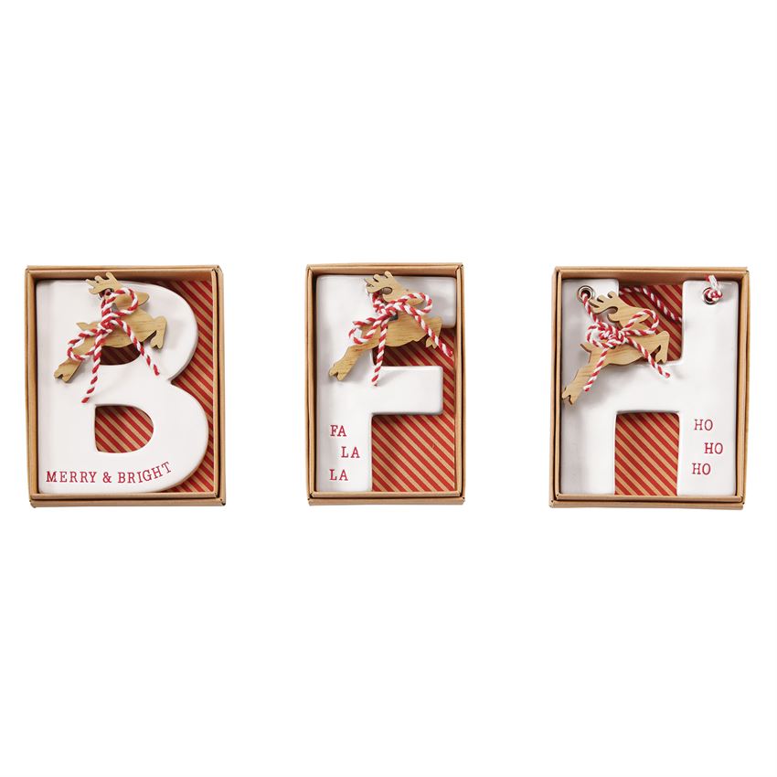 Mud Pie, Home - Decorations,  Mud Pie - Ceramic Initial Ornament