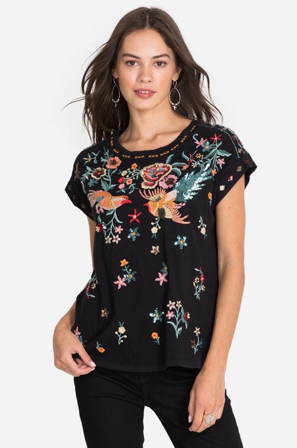 Johnny Was SOHA RELAXED SEQUIN TEE - Eden Lifestyle