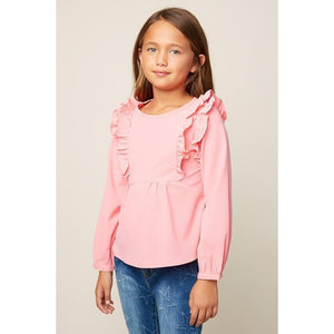 Hayden LA, Girl - Shirts & Tops,  Jessica Shoulder Ruffle Top - Pink