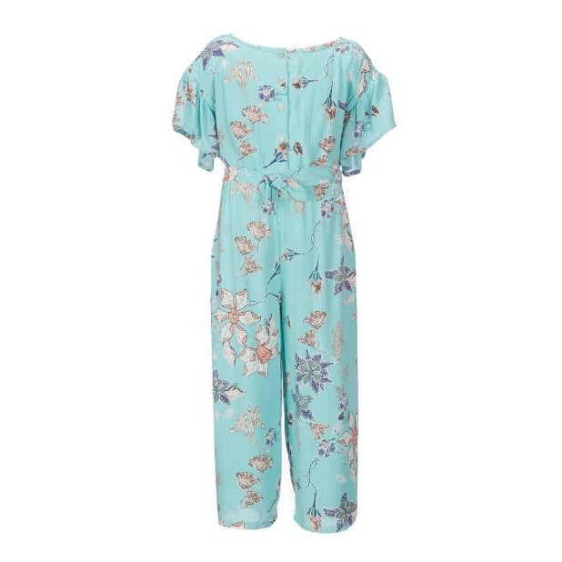 Jessica Simpson, Girl - Rompers,  Jessica Simpson Floral Gaucho Jumpsuit - Aqua Haze Floral