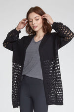 Another Love, Women - Outerwear,  Joan Mixed Knit Cardigan - Black