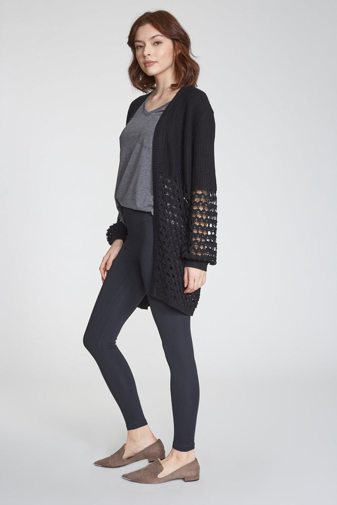Another Love, Women - Outerwear,  Joan Mixed Knit Cardigan - Black