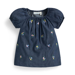 Jojo Maman Bebe, Girl - Shirts & Tops,  Jojo Maman Bebe Chambray Bird Embroidered Top