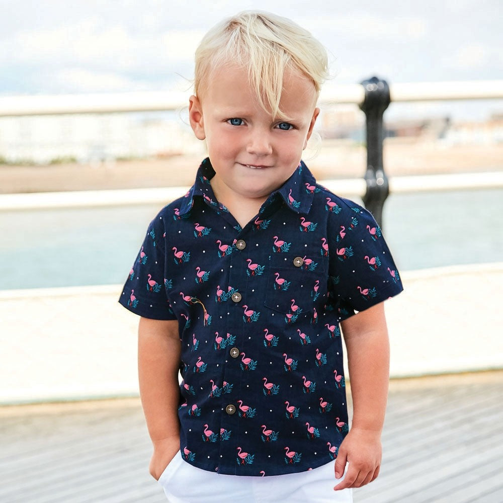 Jojo Maman Bebe, Boy - Shirts,  Jojo Maman Bebe Flamingo Print Shirt