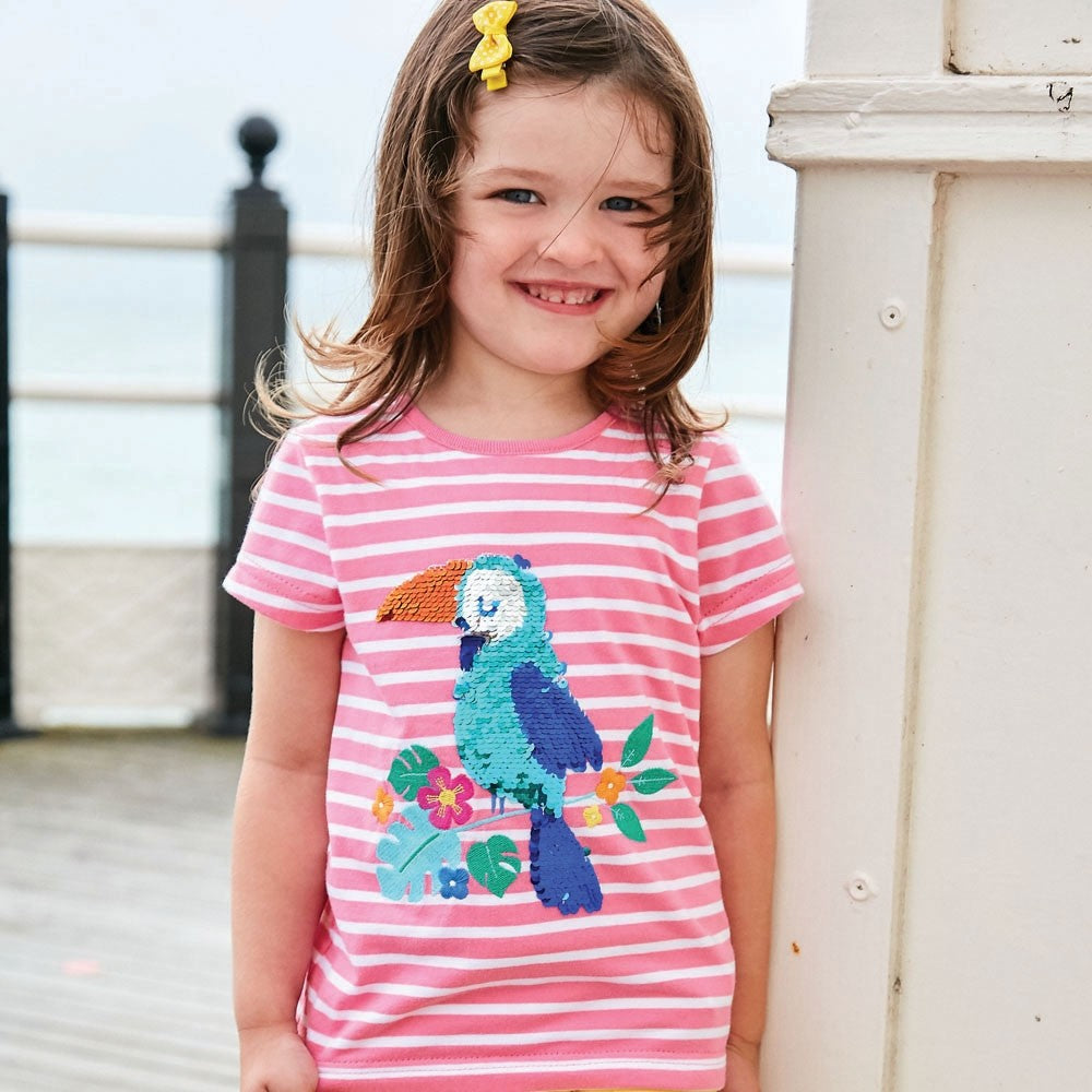 Jojo Maman Bebe, Girl - Shirts & Tops,  Jojo Maman Bebe Sequin Toucan Tee