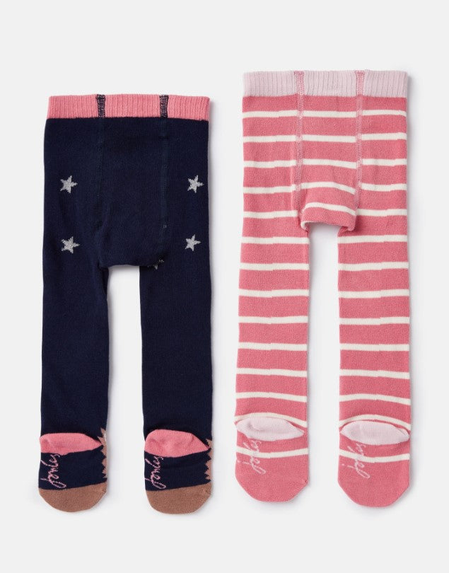 Joules, Accessories - Tights,  Joules Anikins Navy Pink Hedgehog 2 Pack Tights