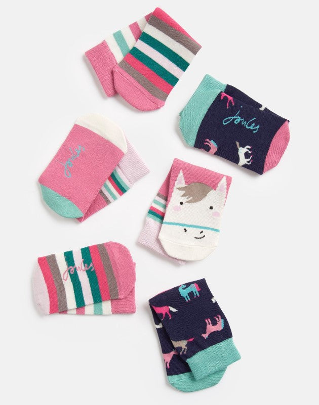 Joules, Accessories - Socks,  Joules Brilliant Bamboo Multi Horse 3 Pack Socks