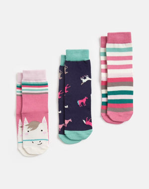 Joules, Accessories - Socks,  Joules Brilliant Bamboo Multi Horse 3 Pack Socks