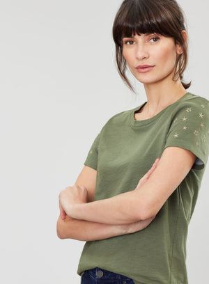 Joules, Women - Tees,  Joules - Carley Tee - Khaki Stars