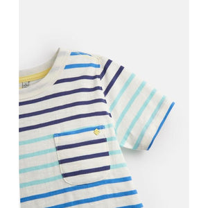Joules, Boy - Tees,  Caspian Stripe T-Shirt - Cream Blue Stripe