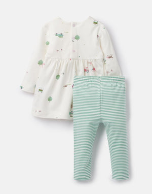 Joules, Baby Girl Apparel - Outfit Sets,  Joules Christina Cream Farm Yard Dress and Legging Set