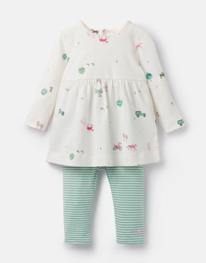 Joules, Baby Girl Apparel - Outfit Sets,  Joules Christina Cream Farm Yard Dress and Legging Set