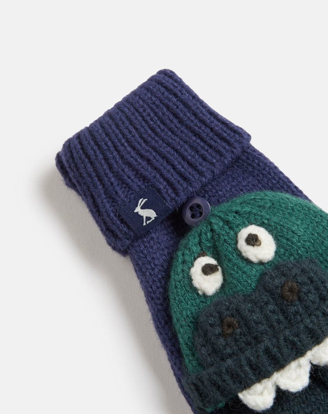 Joules, Accessories - Gloves & Mittens,  Joules Chummy Navy Green Dino Converter Gloves