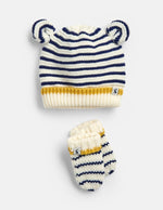 Joules, Accessories - Gloves & Mittens,  Joules Cute Cream Navy Stripe Hat and Mitten Set