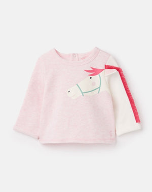 Joules, Baby Girl Apparel - Shirts & Tops,  Joules Dash Pink Horse Applique Sweatshirt