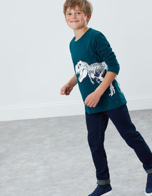 Joules, Boy - Tees,  Raymond Glow in the Dark Green Dino Skeleton Tee