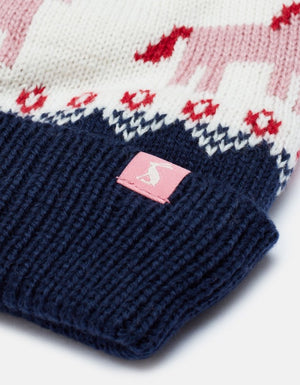 Joules, Accessories - Hats,  Fallbury Navy Unicorn Fairisle Hat