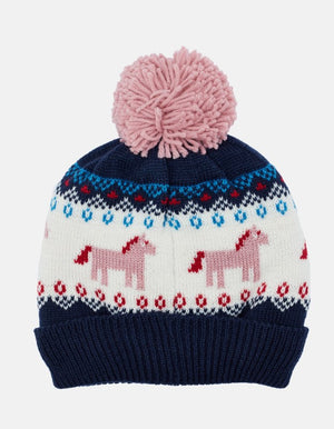 Joules, Accessories - Hats,  Fallbury Navy Unicorn Fairisle Hat