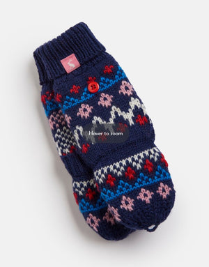 Joules, Accessories - Gloves & Mittens,  Joules Fallbury Navy Unicorn Fairisle Glove