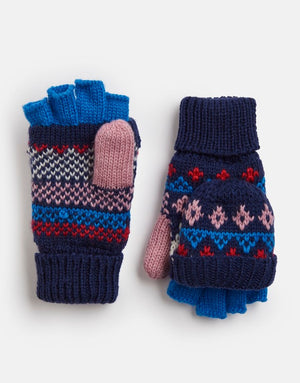 Joules, Accessories - Gloves & Mittens,  Joules Fallbury Navy Unicorn Fairisle Glove