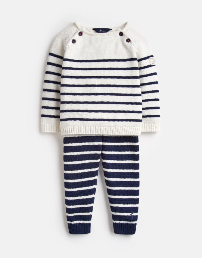 Joules, Baby Girl Apparel - Outfit Sets,  Joules George Navy Cream Stripe Knitted Top and Pants Set